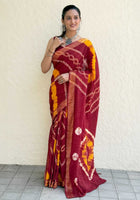 Pure Mulmul Cotton Saree Red