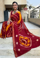 Pure Mulmul Cotton Saree Red