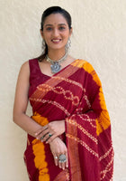 Pure Mulmul Cotton Saree Red