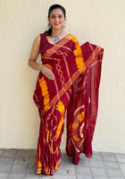 Pure Mulmul Cotton Saree Red
