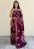 Pure Mulmul Cotton Saree Wine