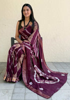 Pure Mulmul Cotton Saree Wine