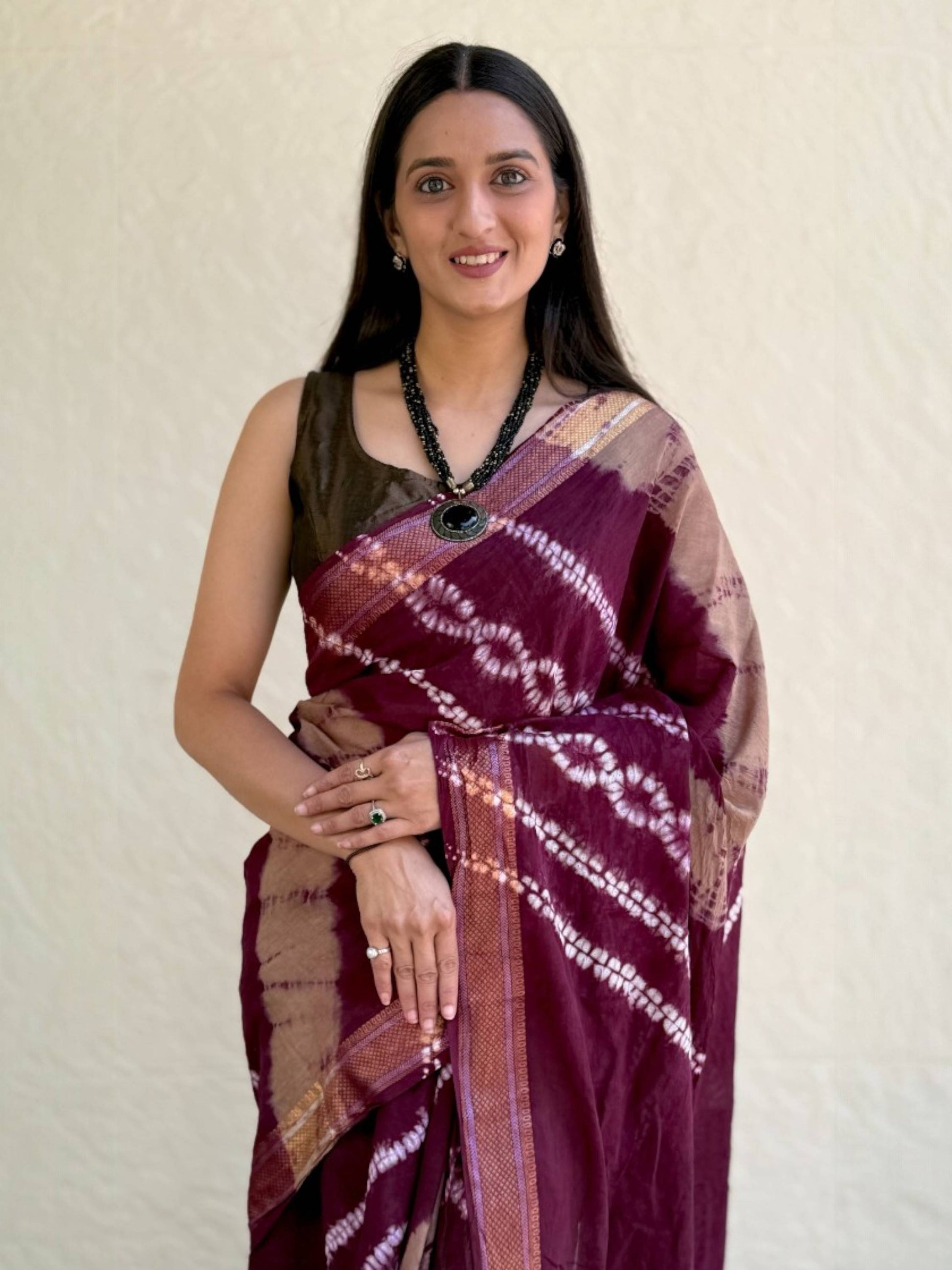 Pure Mulmul Cotton Saree Wine