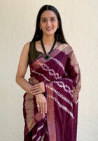 Pure Mulmul Cotton Saree Wine