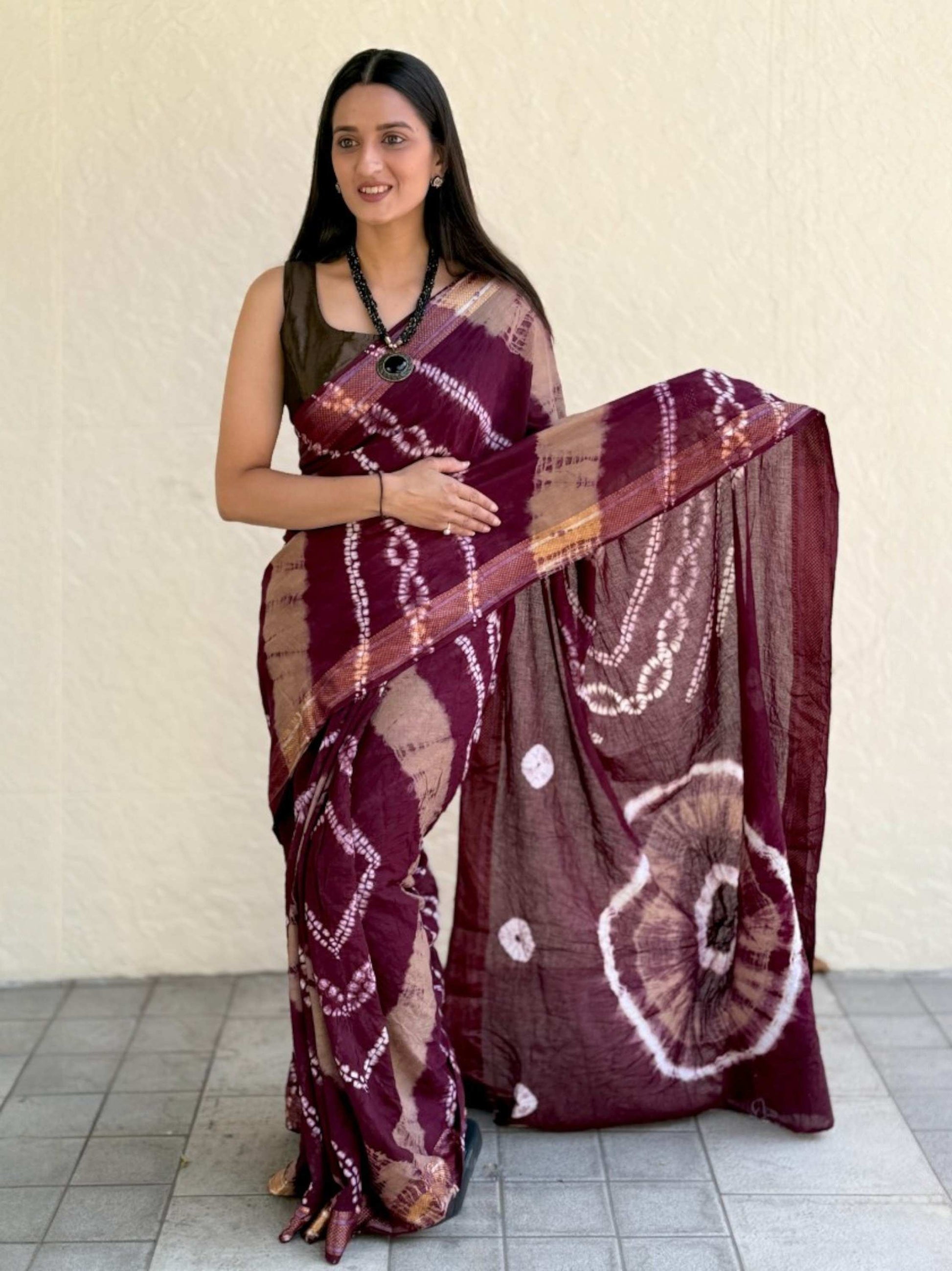Pure Mulmul Cotton Saree Wine