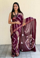 Pure Mulmul Cotton Saree Wine