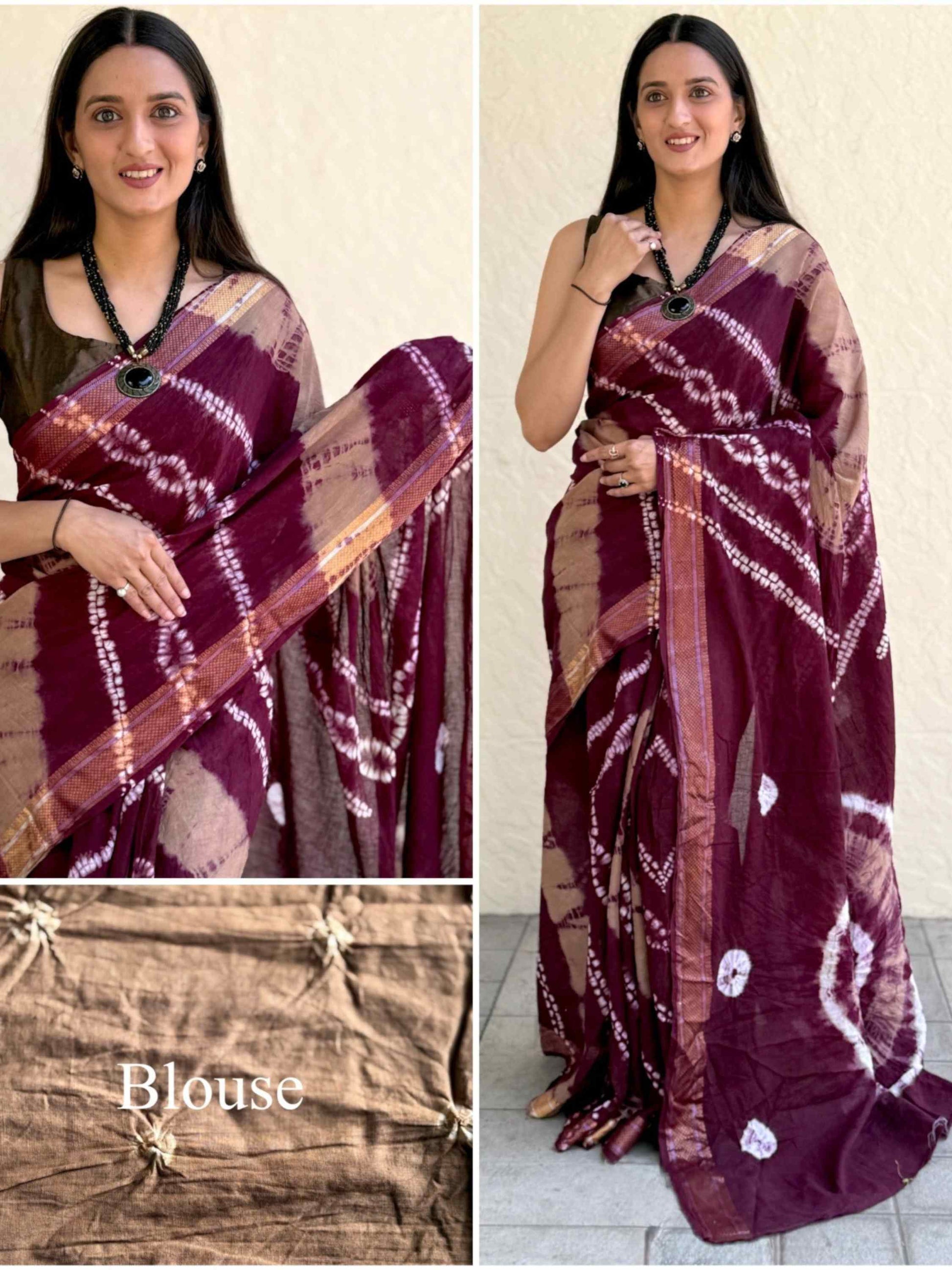 Pure Mulmul Cotton Saree Wine