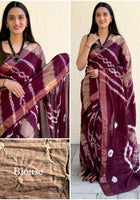 Pure Mulmul Cotton Saree Wine