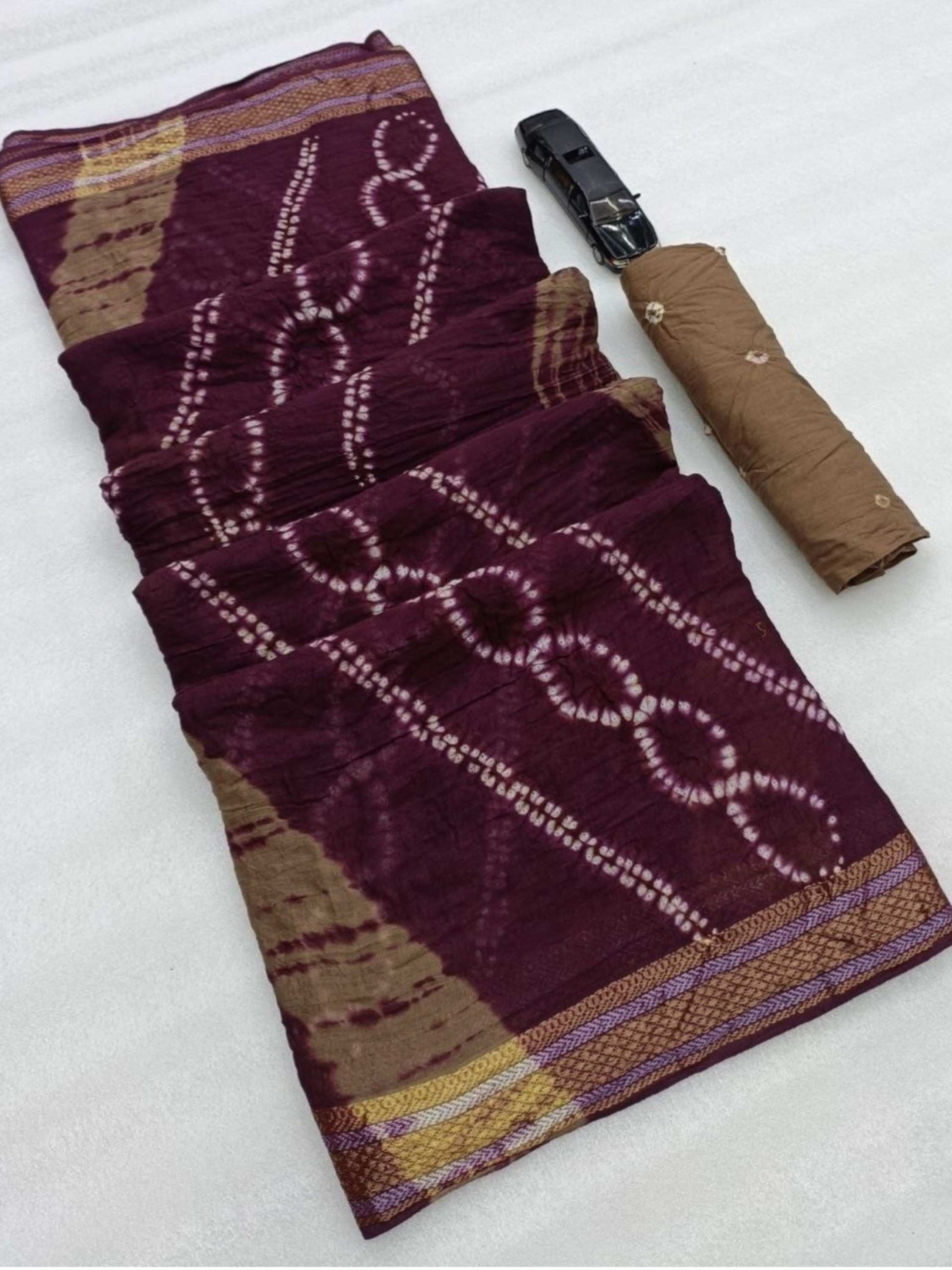 Pure Mulmul Cotton Saree Wine