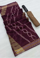 Pure Mulmul Cotton Saree Wine