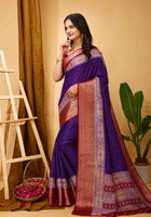 Purple Dola Silk Cotton Saree