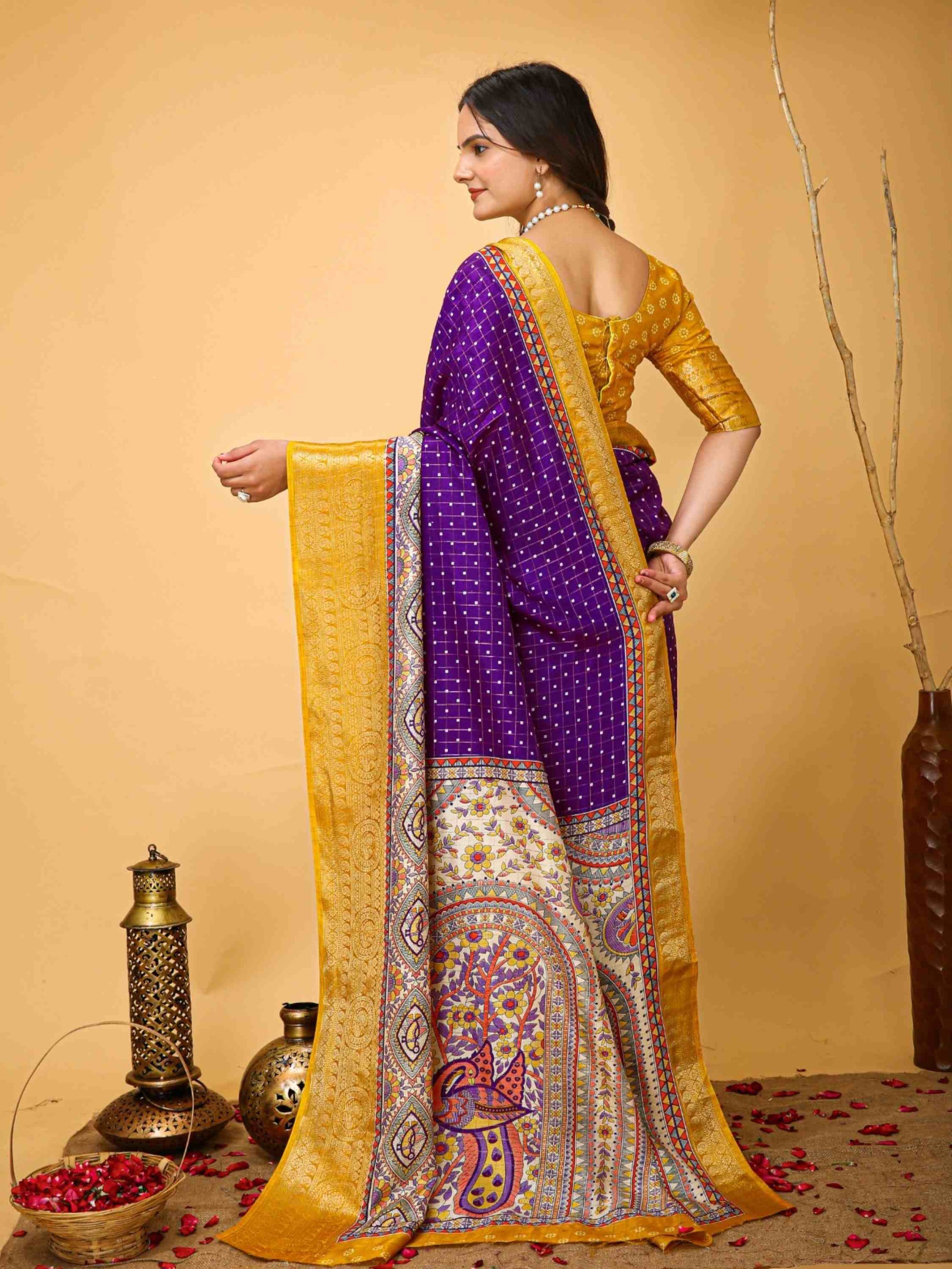 Purple Dola Silk Cotton Saree