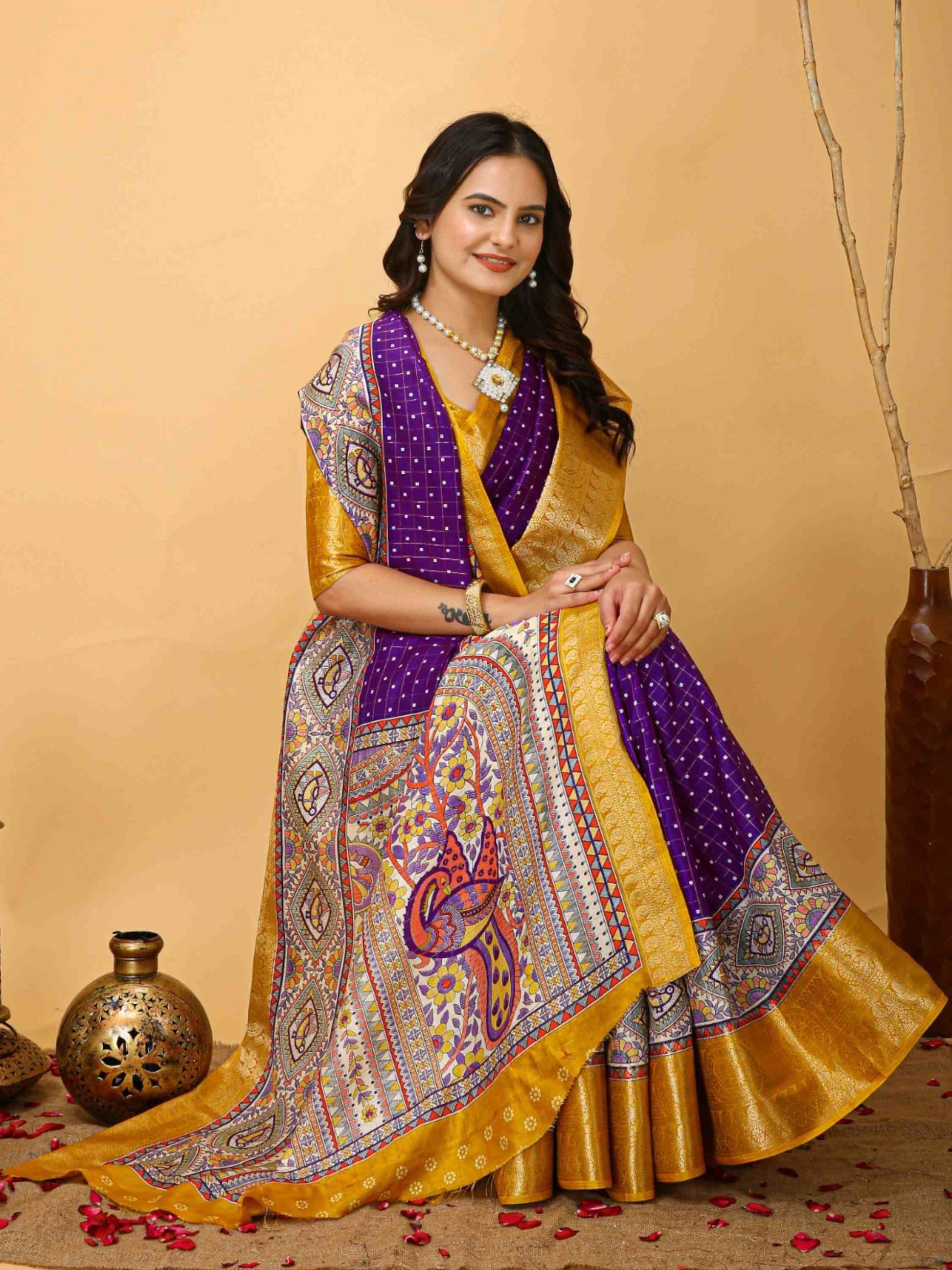 Purple Dola Silk Cotton Saree
