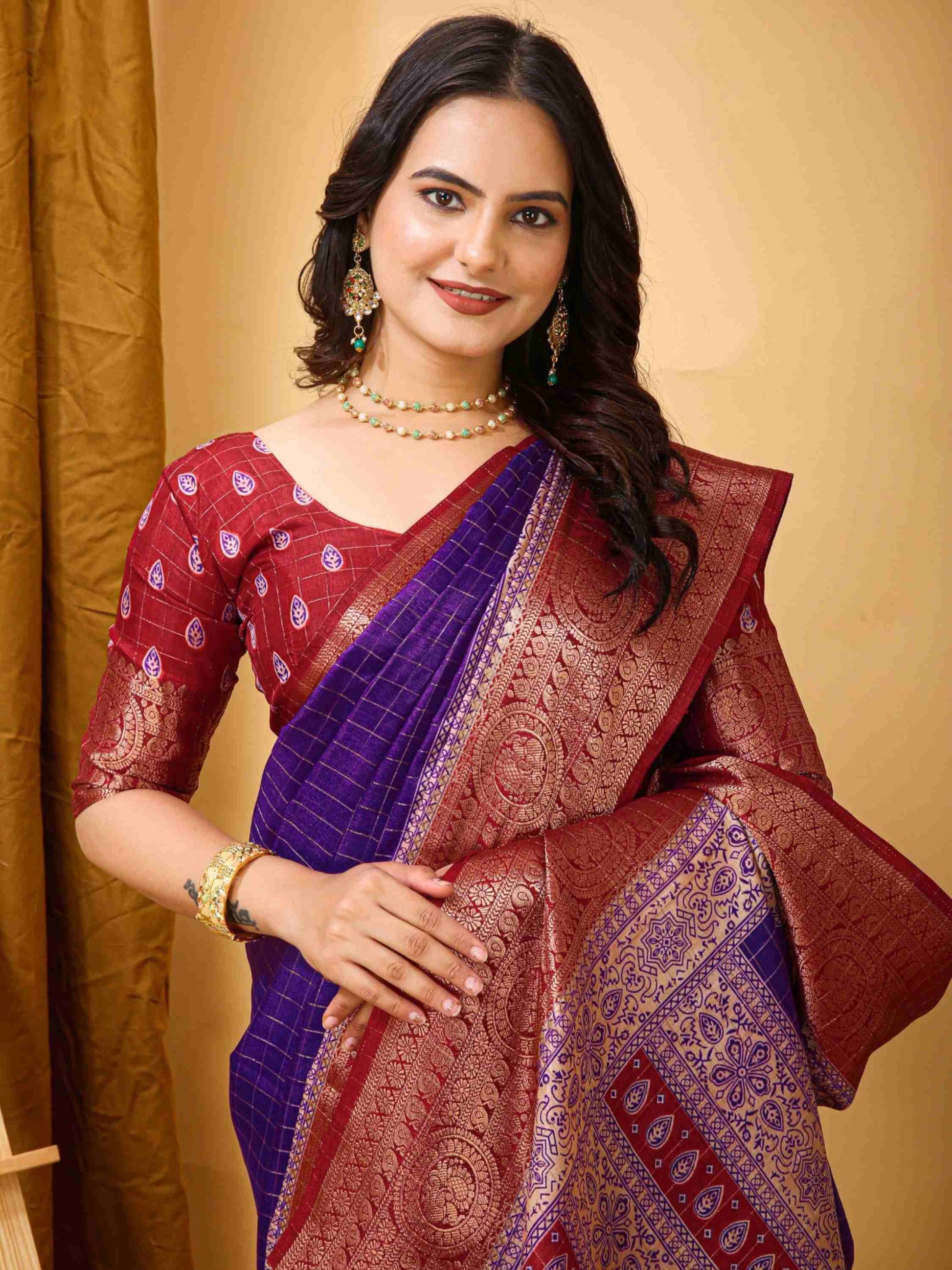 Purple Dola Silk Cotton Saree