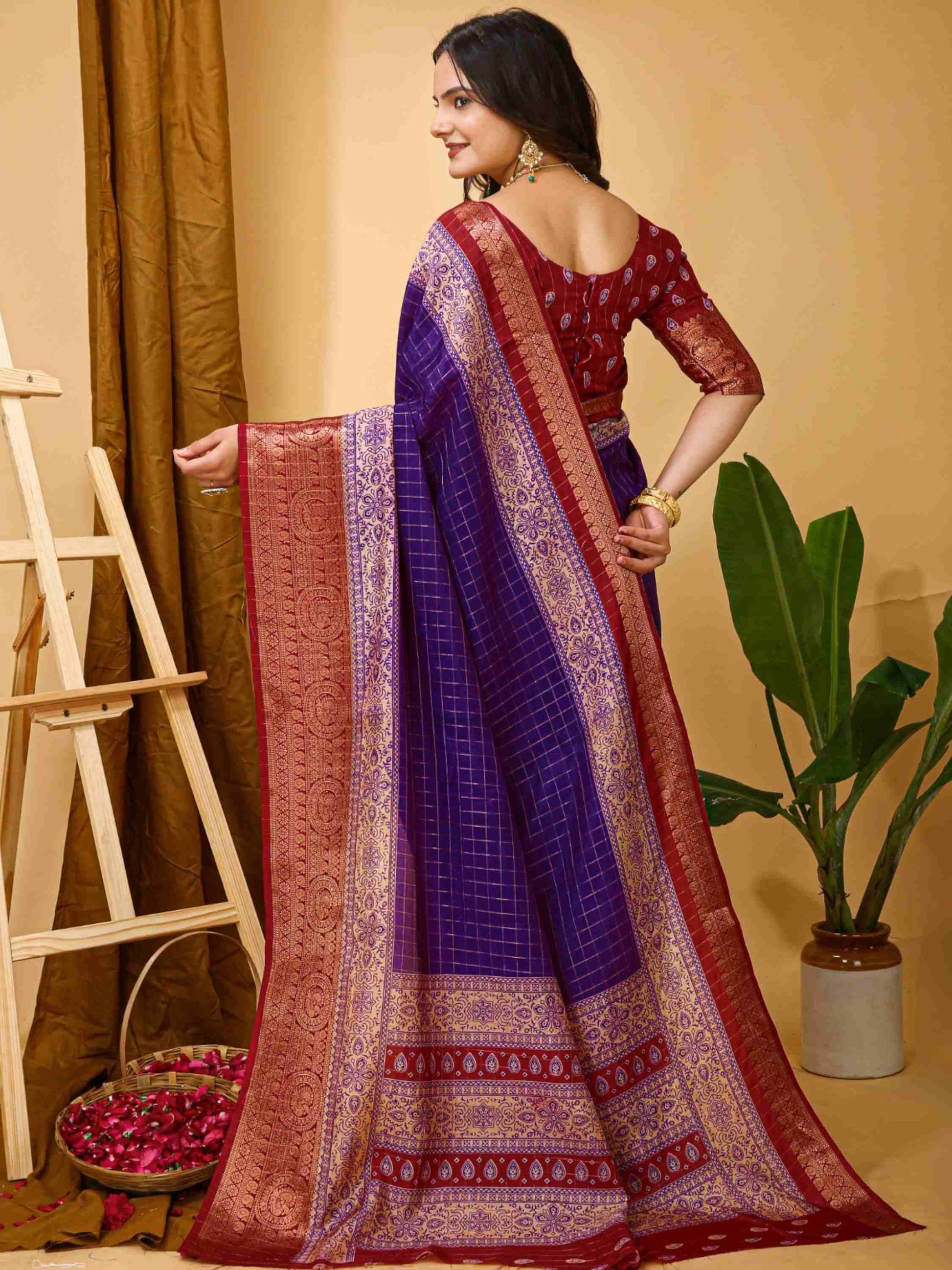 Purple Dola Silk Cotton Saree