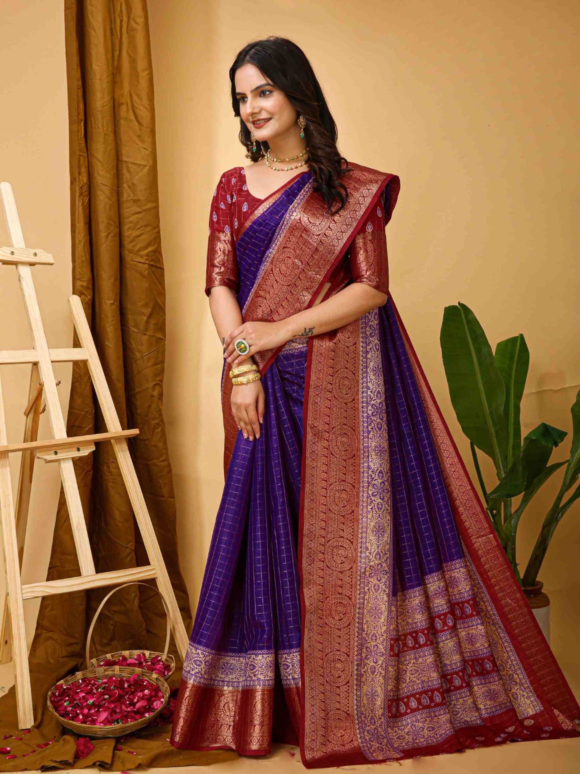 Purple Dola Silk Cotton Saree
