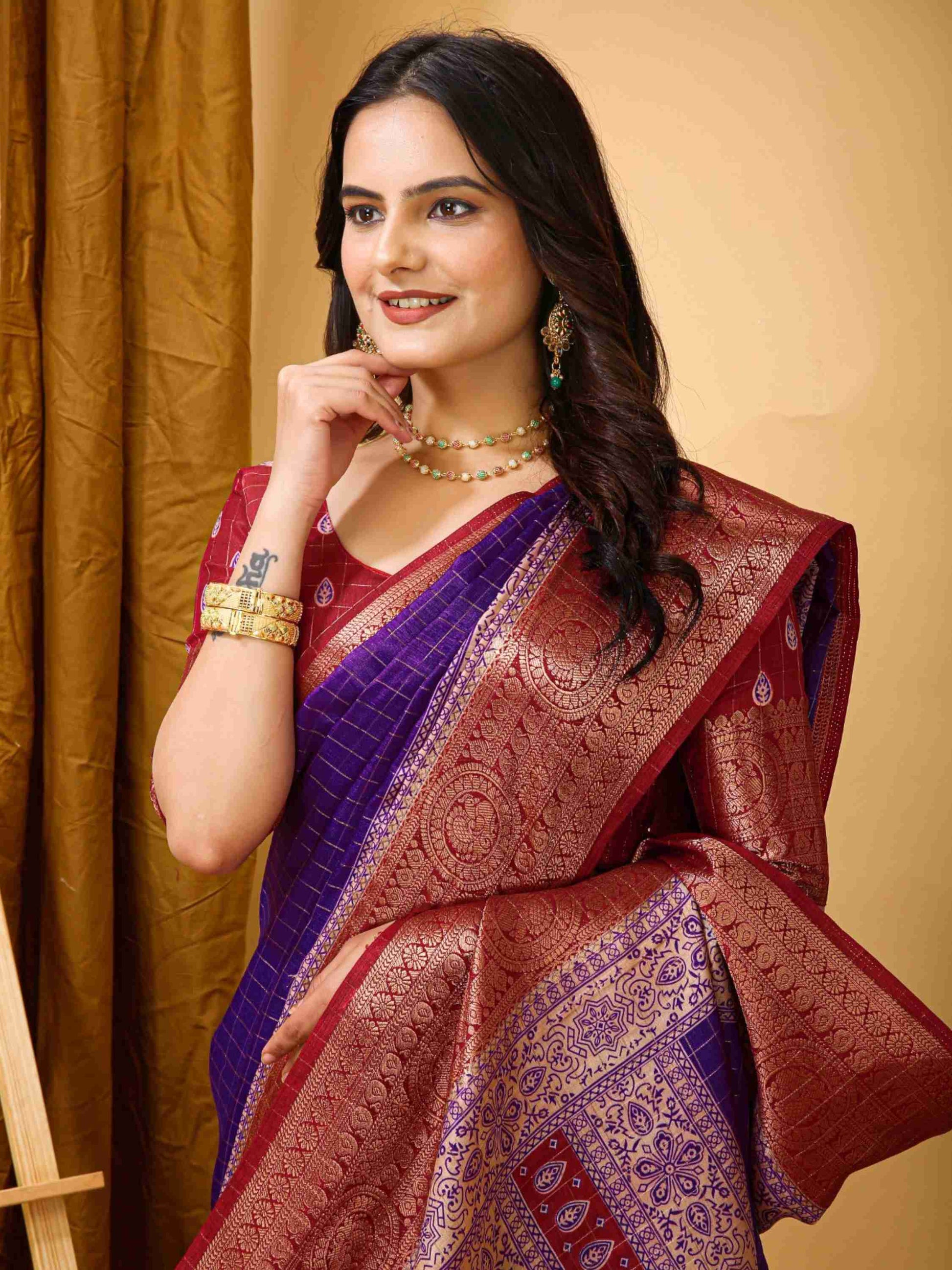 Purple Dola Silk Cotton Saree