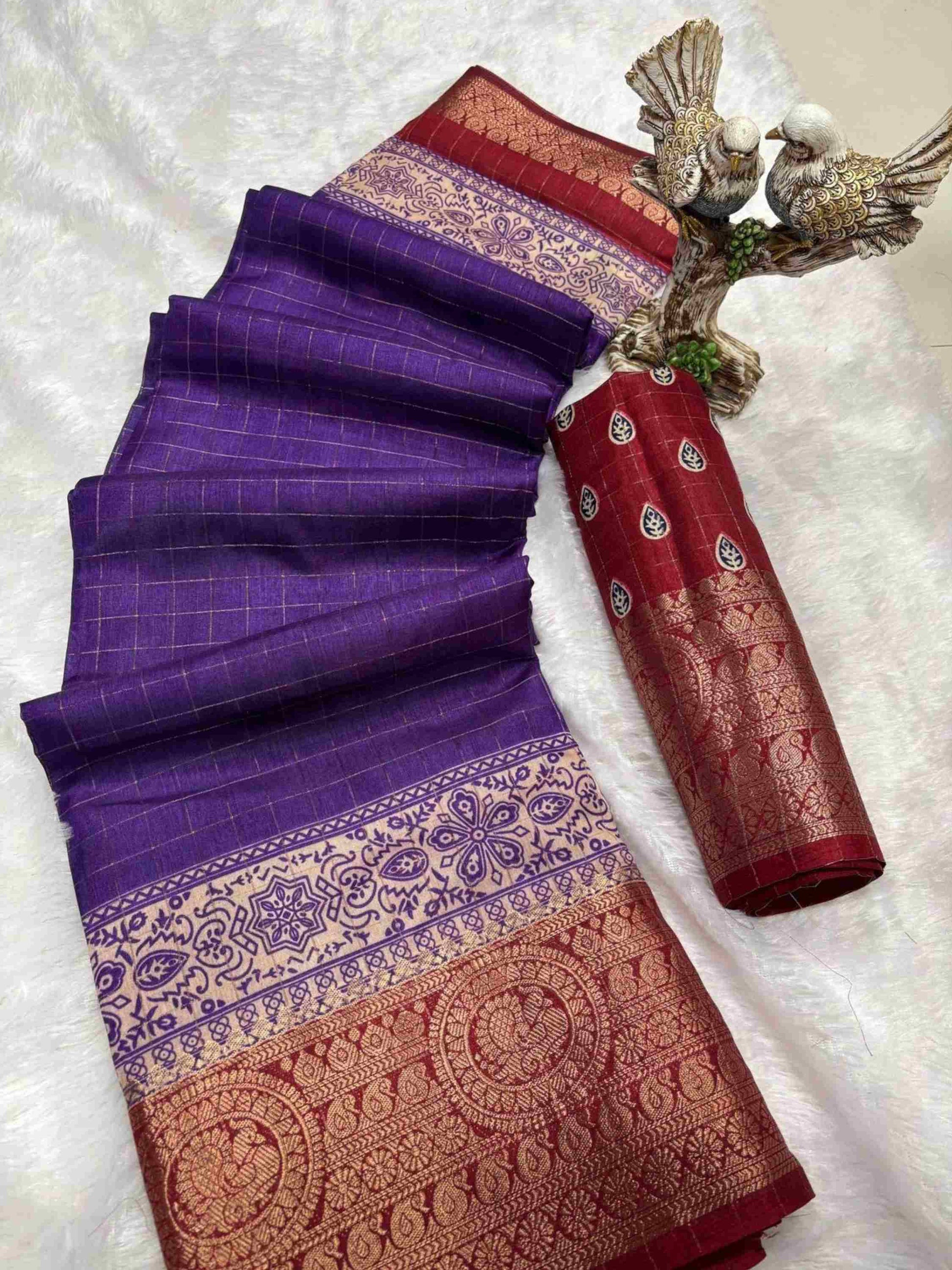 Purple Dola Silk Cotton Saree