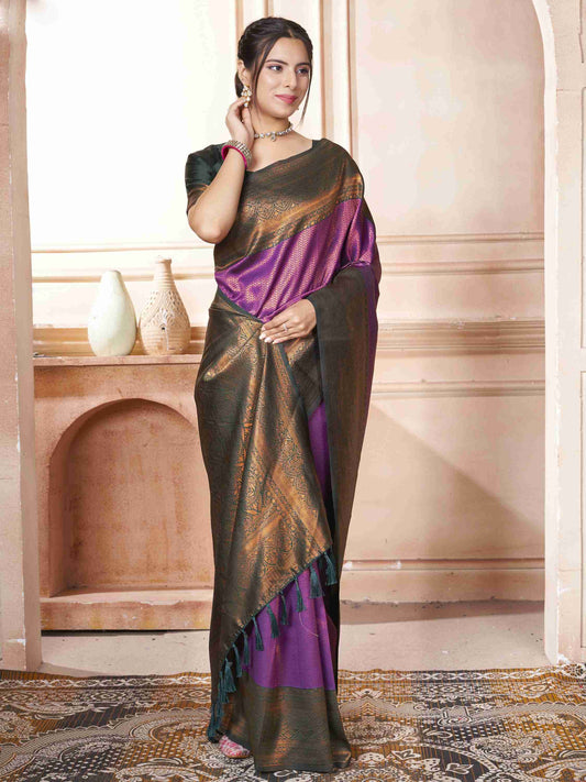Purple Kanchipuram Silk Saree