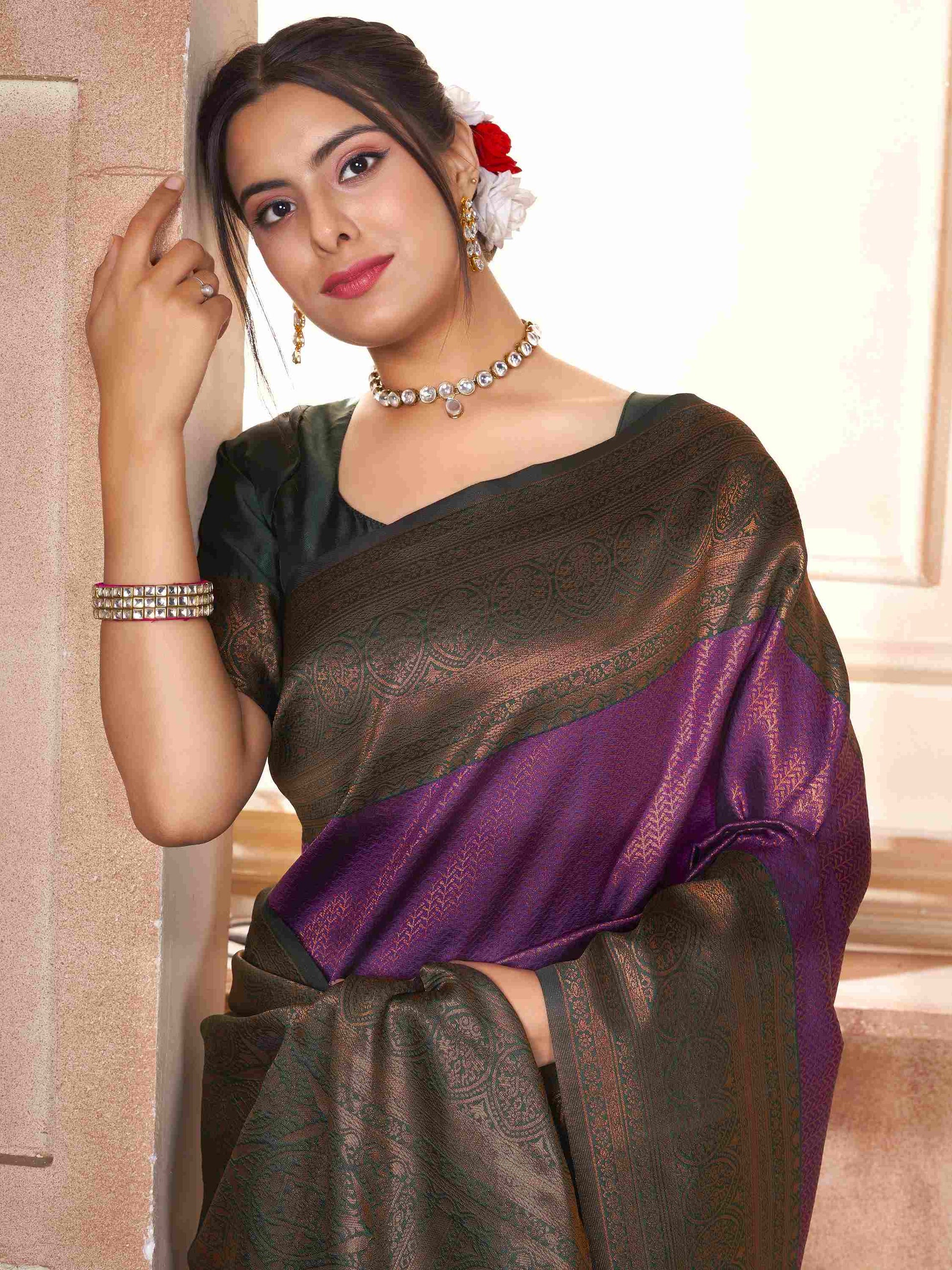 Purple Kanchipuram Silk Saree