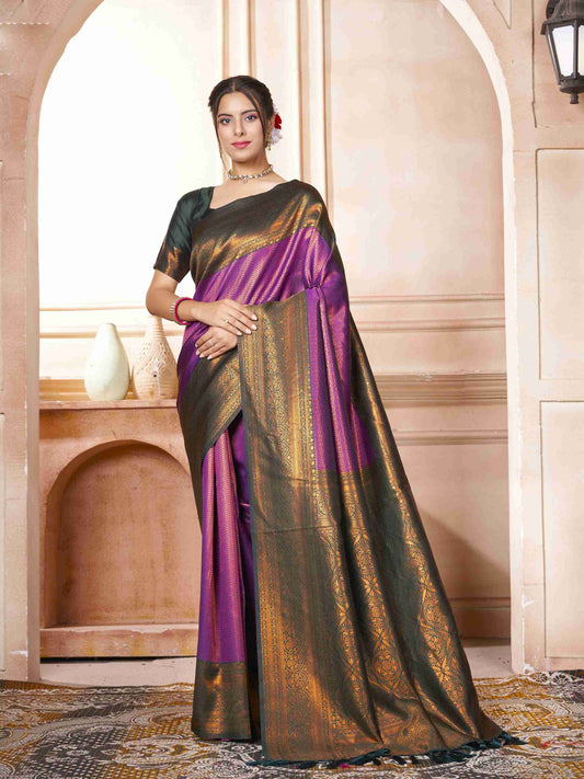 Purple Kanchipuram Silk Saree