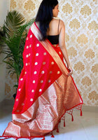 Red Banarasi silk saree