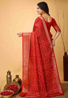 Red Bandhani Printed Saree