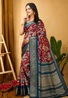 Red Dola Silk Cotton Saree