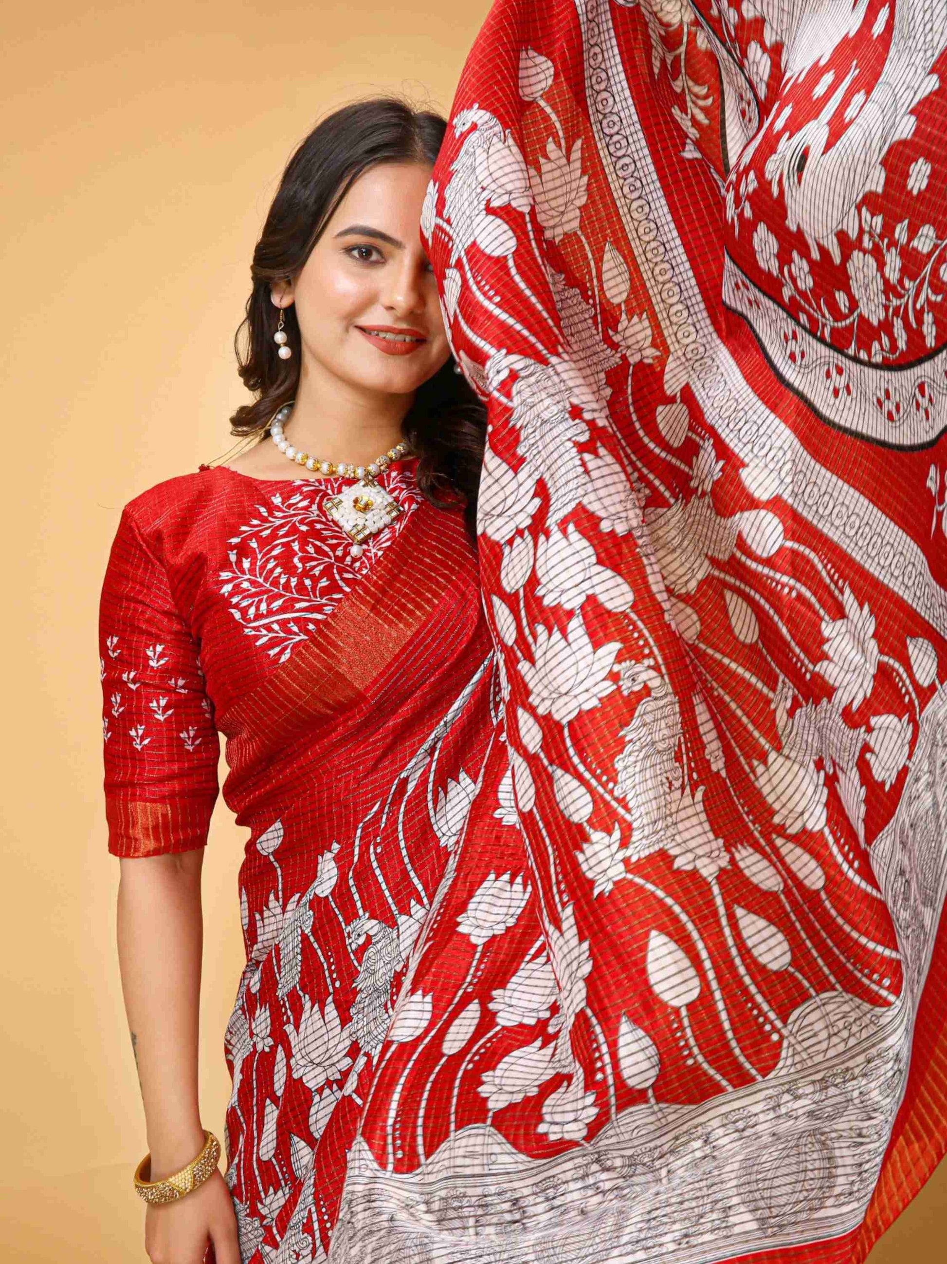 Red Handloom Cotton Saree