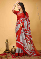 Red Handloom Cotton Saree