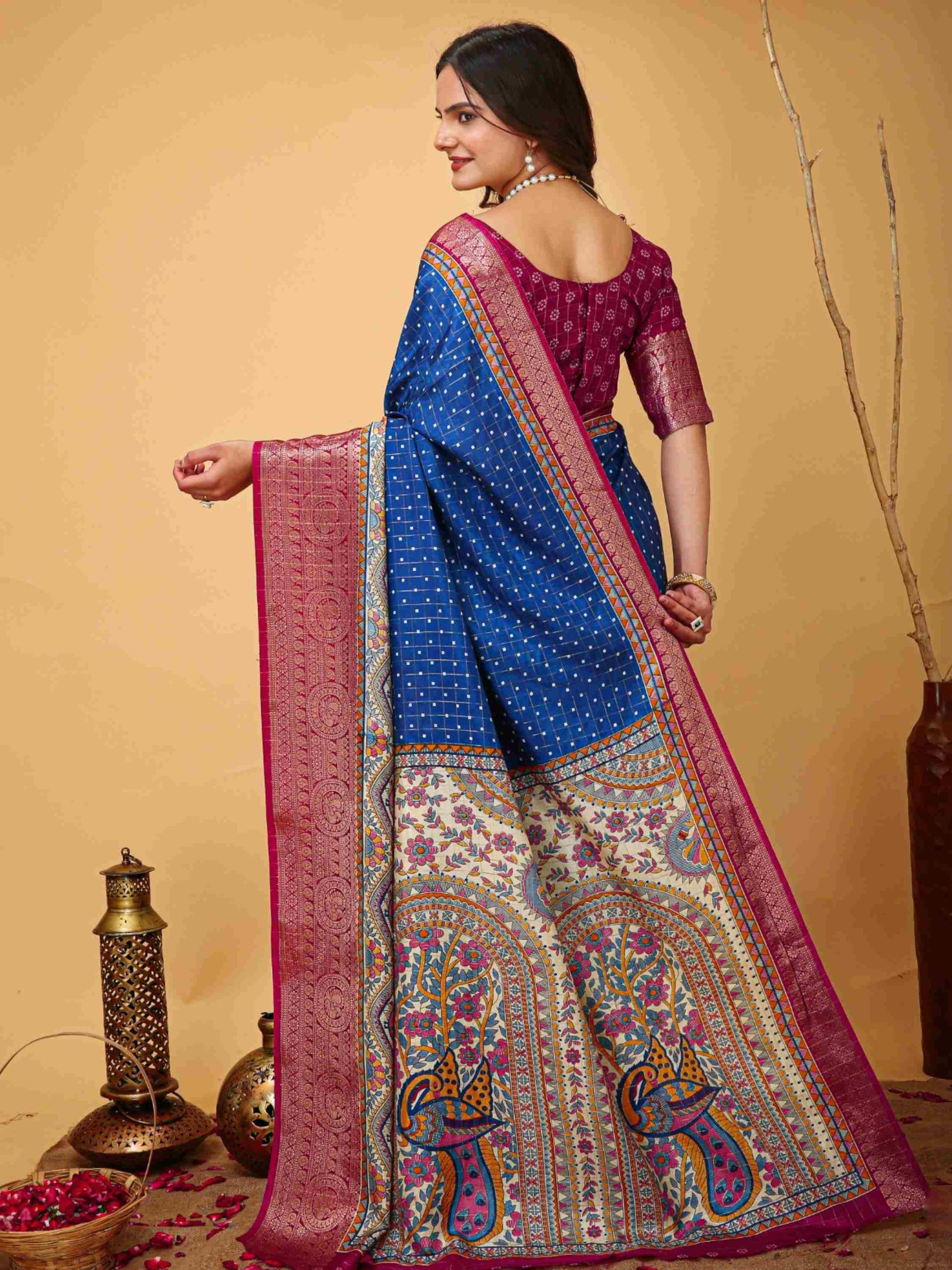 Royal Blue Dola Silk Cotton Saree