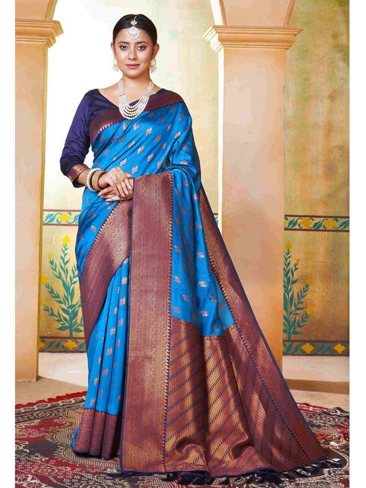 Silk Saree Azure Blue