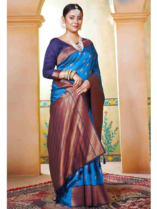 Silk Saree Azure Blue