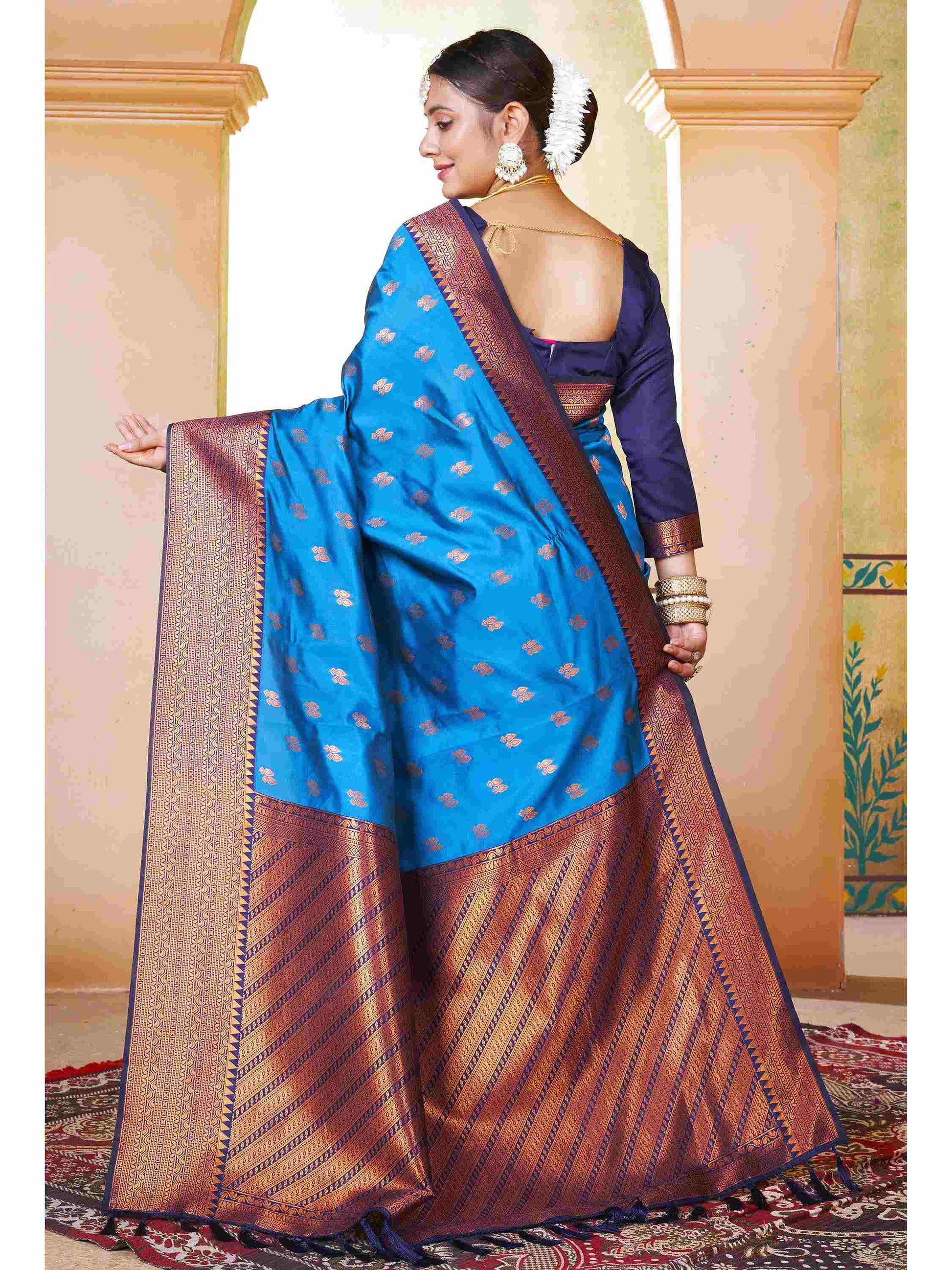 Silk Saree Azure Blue