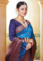 Silk Saree Azure Blue