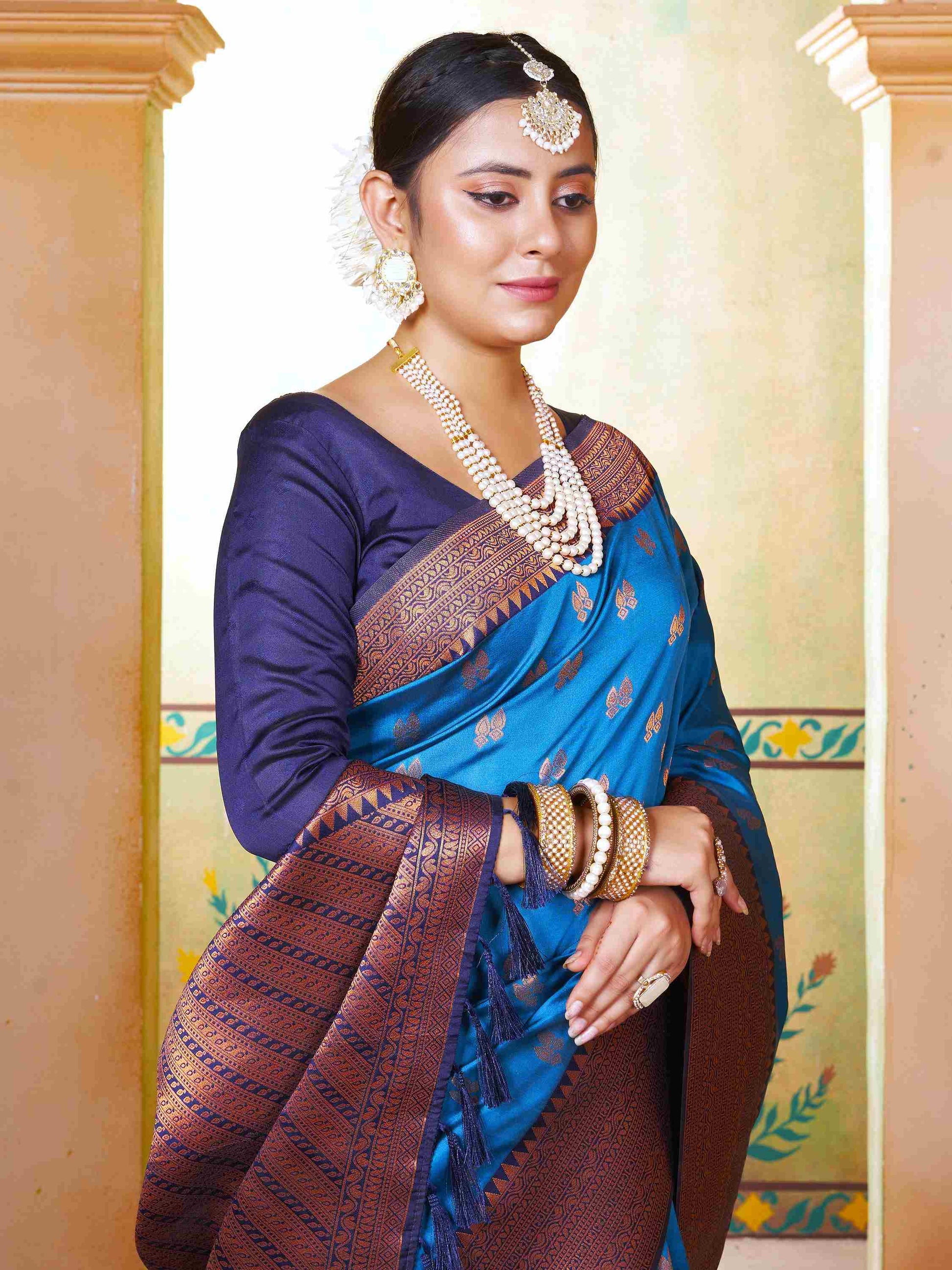 Silk Saree Azure Blue