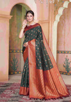 Silk Saree Bottle Green