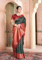 Silk Saree Bottle Green