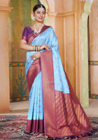 Silk Saree Light Blue