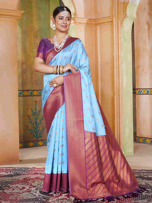 Silk Saree Light Blue
