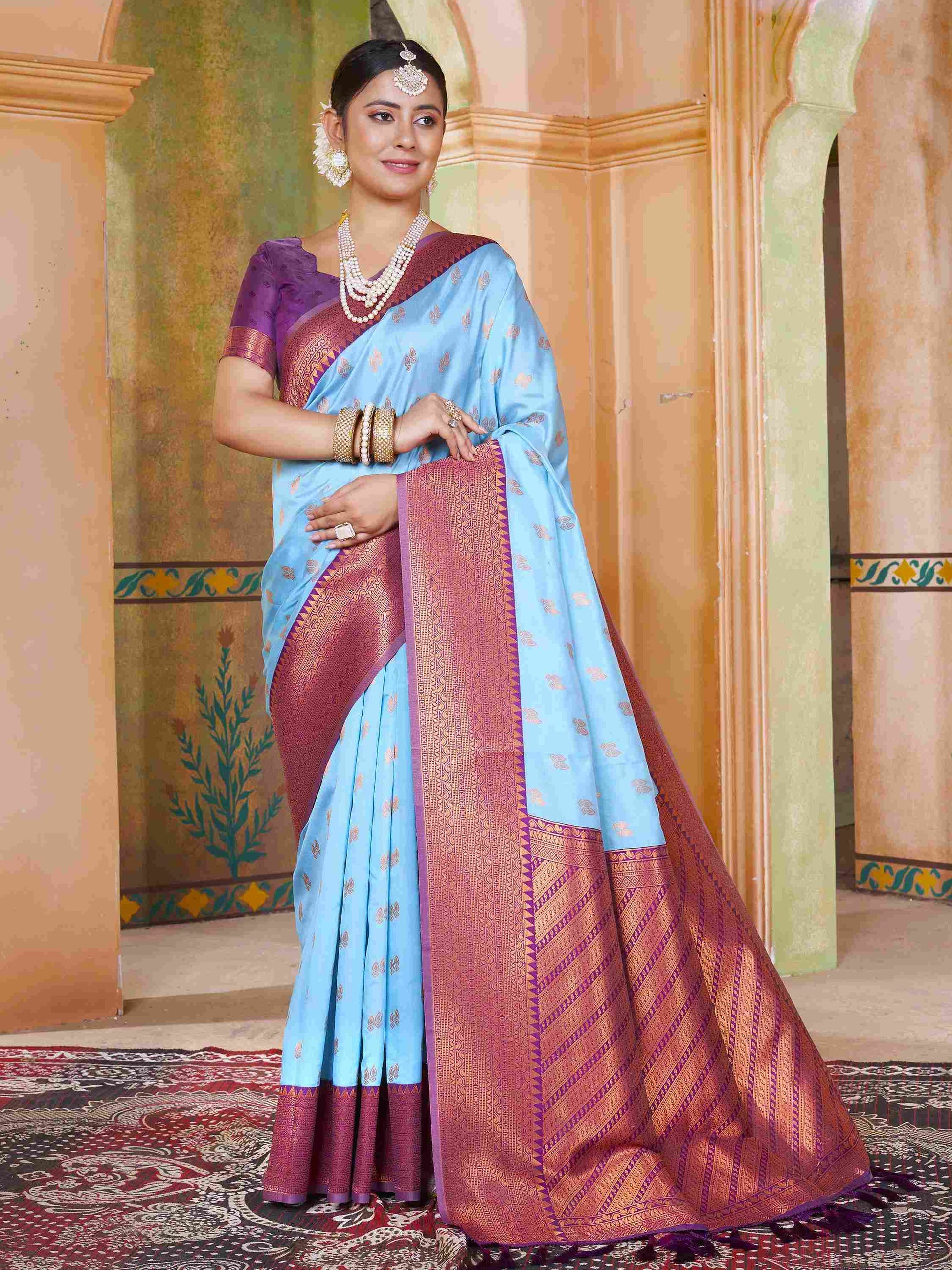 Silk Saree Light Blue