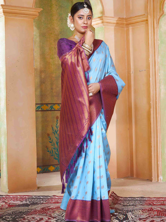 Silk Saree Light Blue