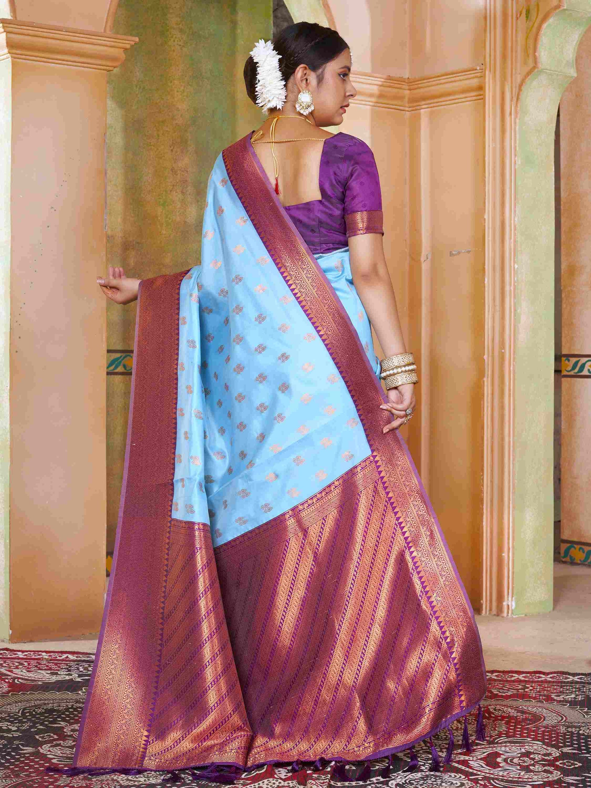 Silk Saree Light Blue