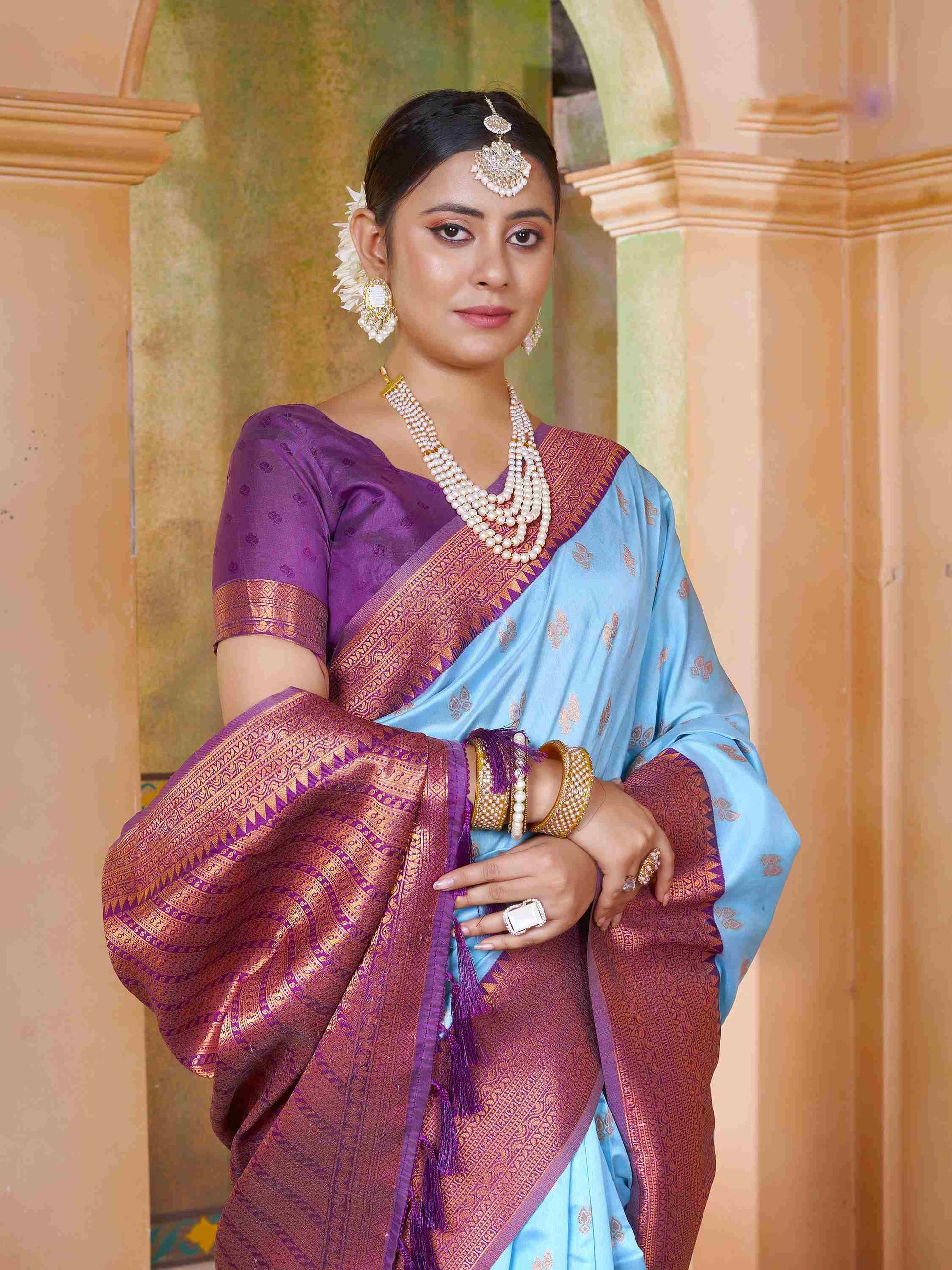 Silk Saree Light Blue