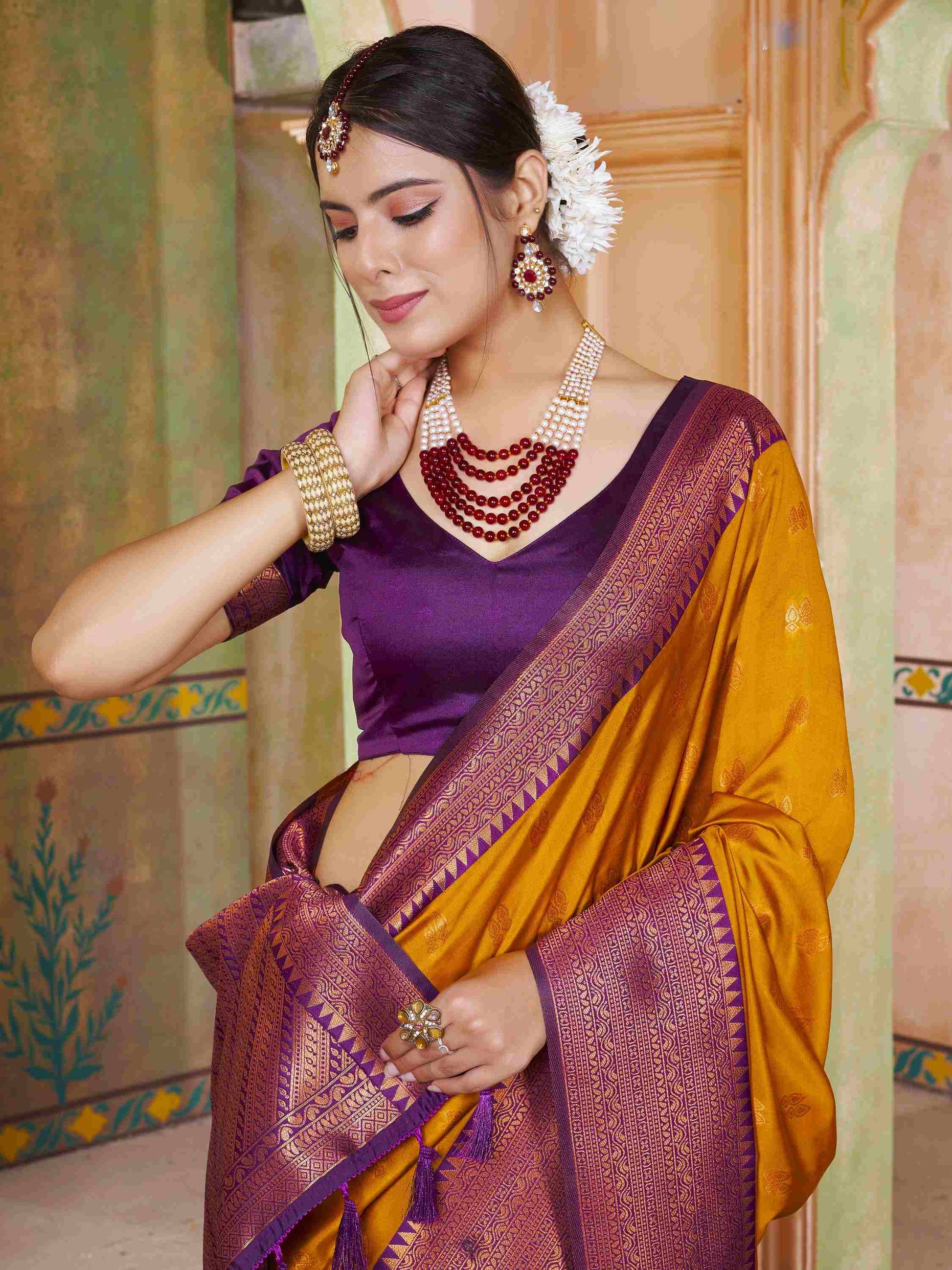 Silk Saree Mustard
