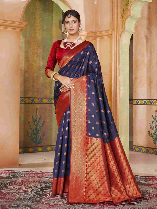 Silk Saree Navy Blue