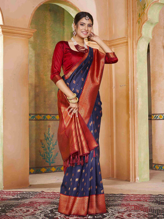 Silk Saree Navy Blue