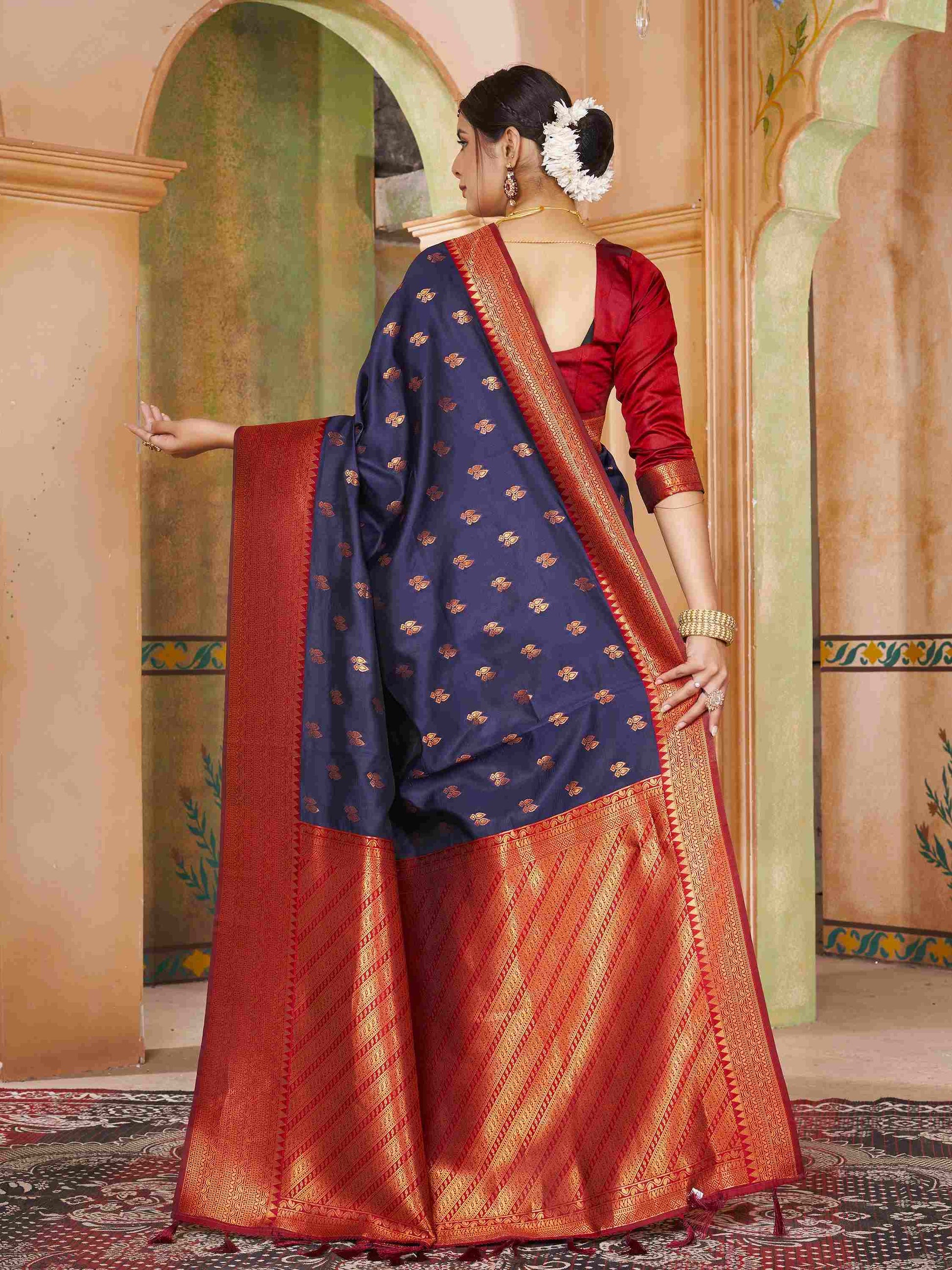 Silk Saree Navy Blue