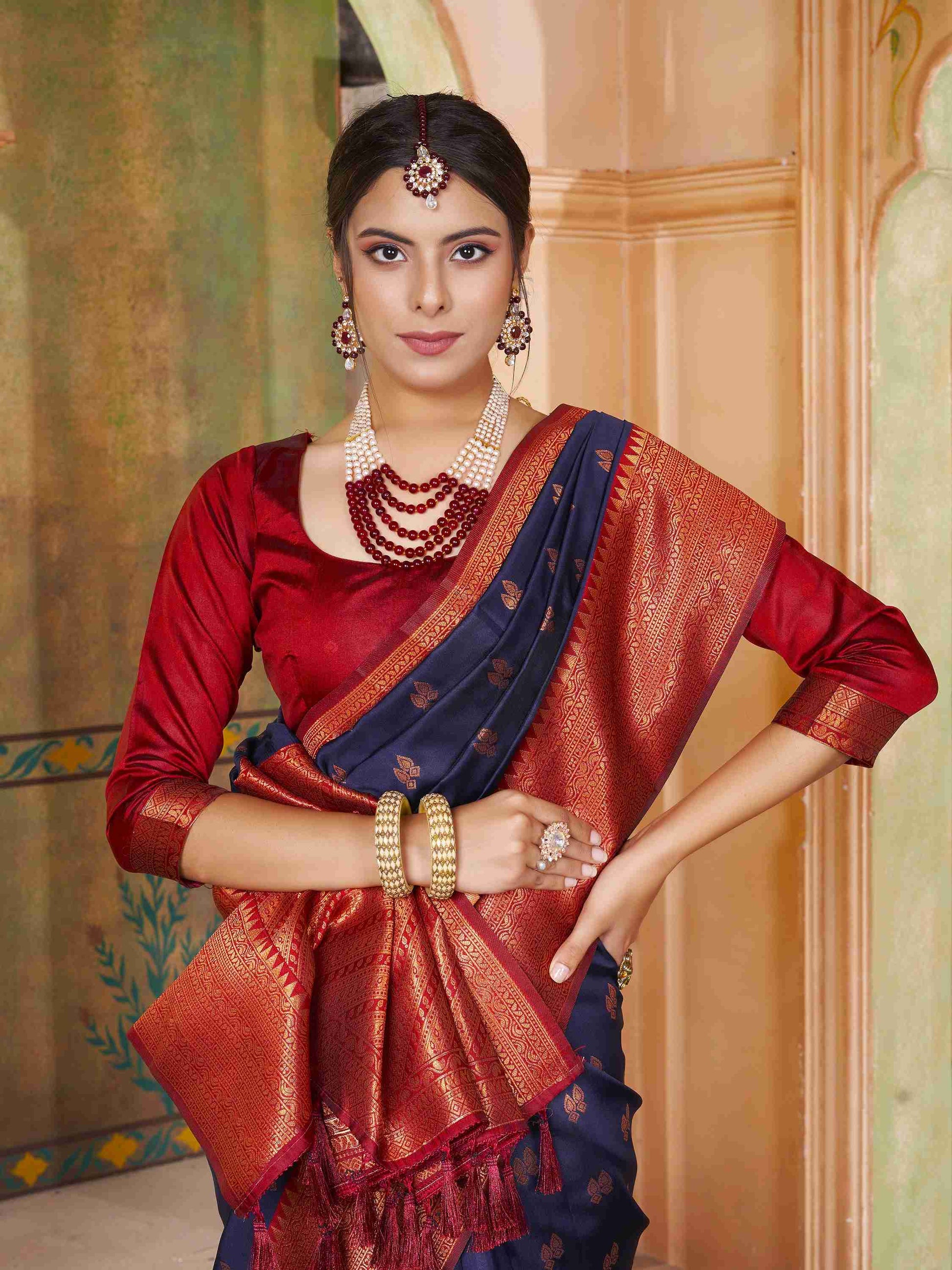 Silk Saree Navy Blue