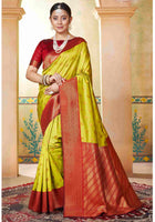 Silk Saree Parrot Green